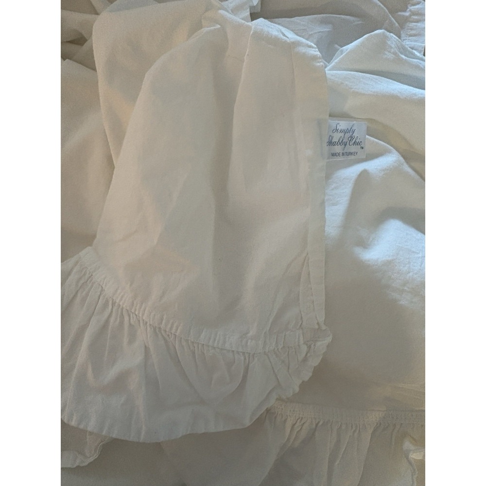 2 SIMPLY SHABBY CHIC King sz LACE CROCHET WHITE linen PILLOW Shams EUC
